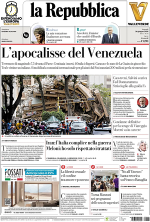 La Repubblica prima pagina
