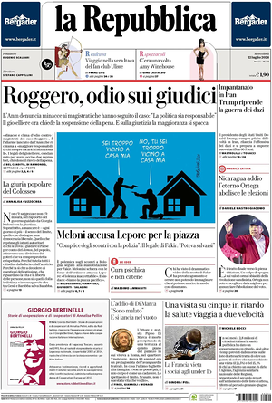 La Repubblica prima pagina