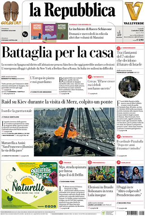 La Repubblica prima pagina