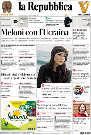 Prima pagina La Repubblica di oggi - Quotidiano nazionale