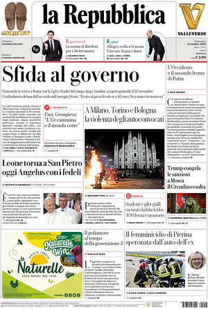 Prima pagina La Repubblica di oggi - Quotidiano nazionale