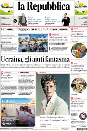 Prima pagina La Repubblica di oggi - Quotidiano nazionale
