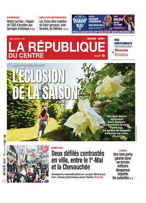 Une de La République du Centre du jour - Journal régional