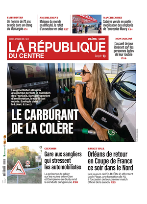 Une de La République du Centre du jour - Journal régional