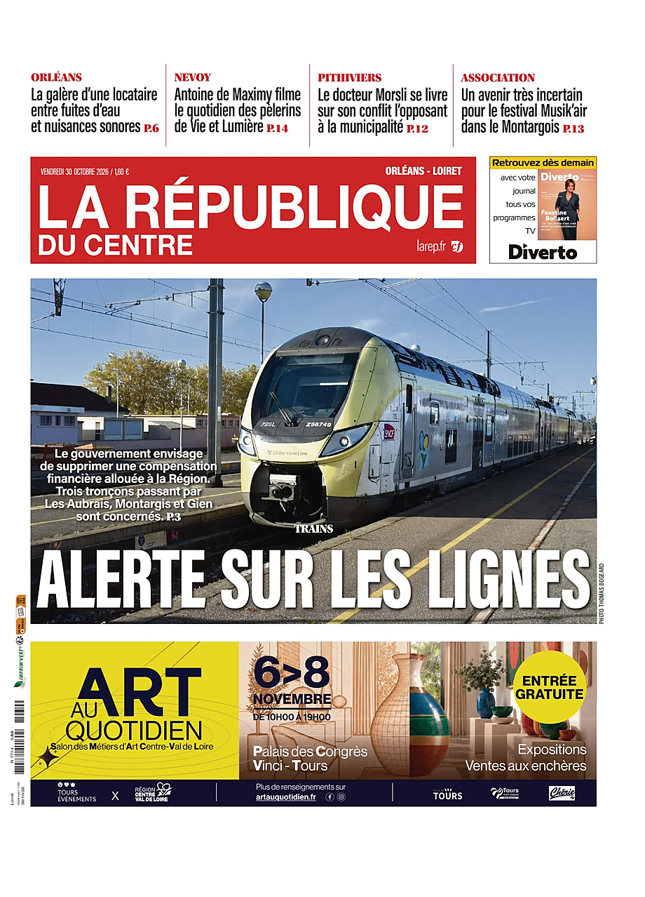 Une de La République du Centre du jour - Presse 30 octobre 2026