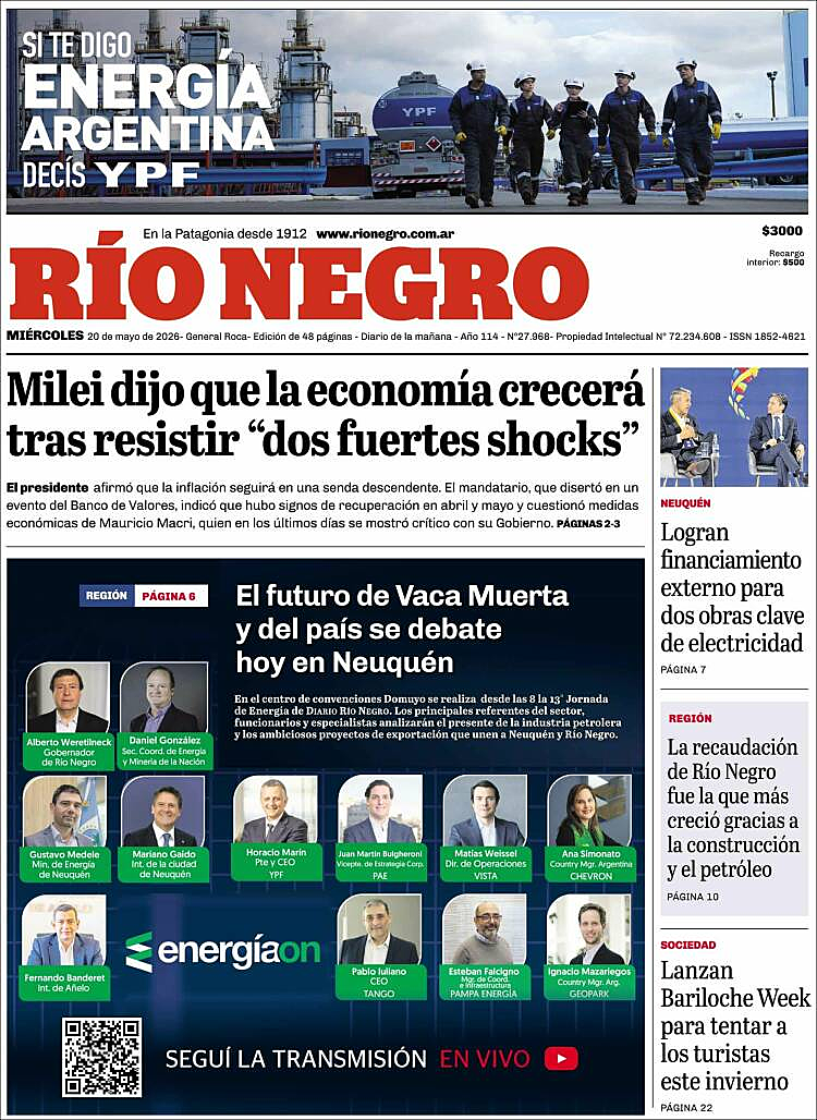 Tapa de Río Negro de hoy