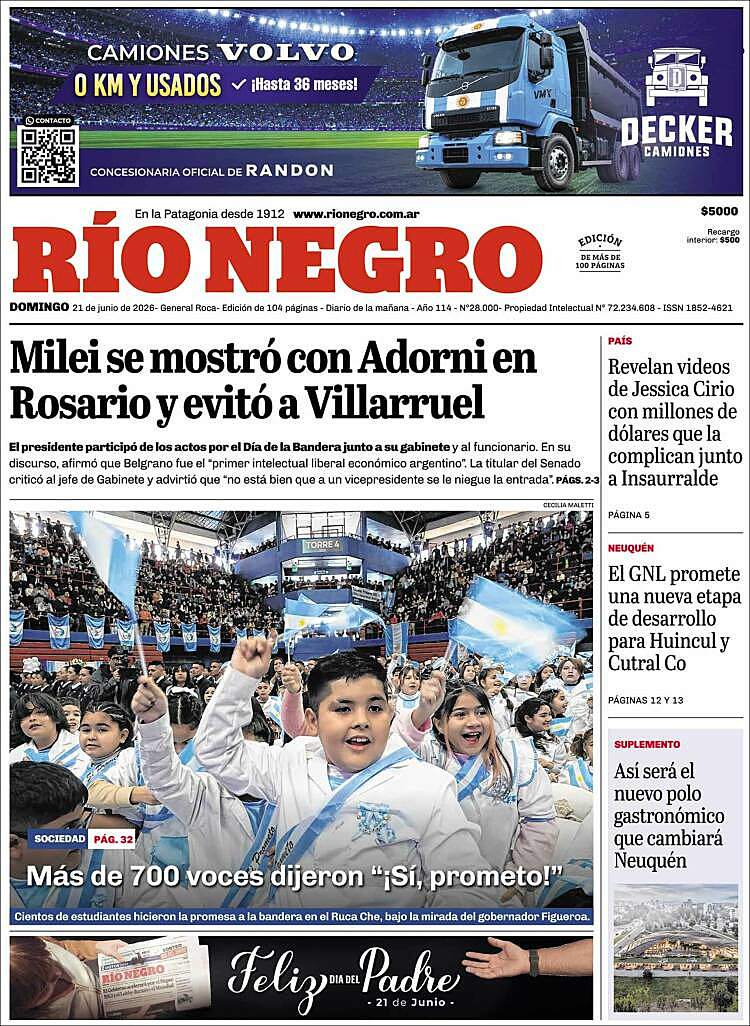 Tapa de Río Negro de hoy