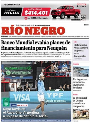 Tapa Río Negro de hoy - Diario regionales