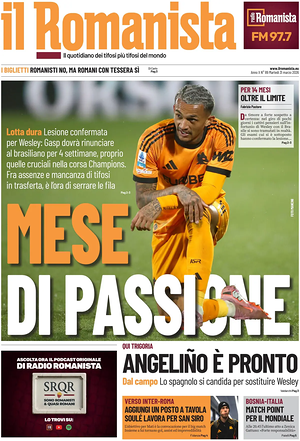 Prima pagina Il Romanista di oggi - Quotidiano sport