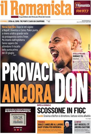 Prima pagina Il Romanista di oggi - Quotidiano sport