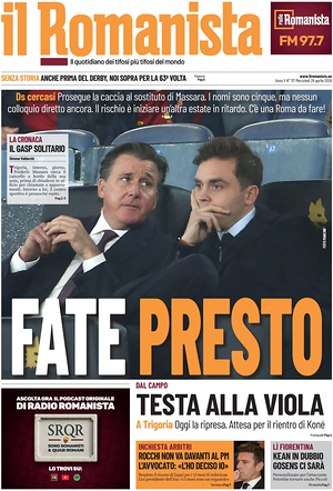 Prima pagina Il Romanista di oggi - Quotidiano sport