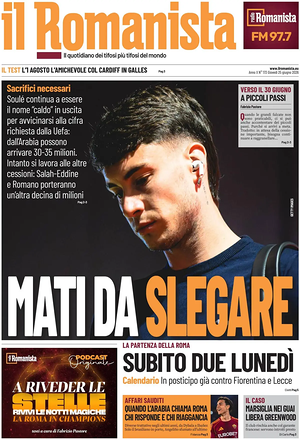 Prima pagina Il Romanista di oggi - Quotidiano sport