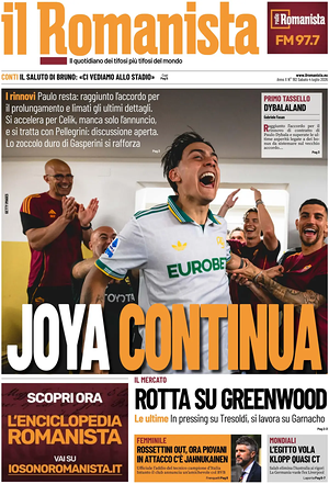 Prima pagina Il Romanista di oggi - Quotidiano sport