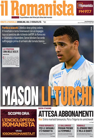 Prima pagina Il Romanista di oggi - Quotidiano sport