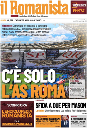 Prima pagina Il Romanista di oggi - Quotidiano sport