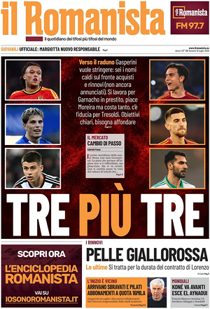 Prima pagina Il Romanista di oggi - Quotidiano sport
