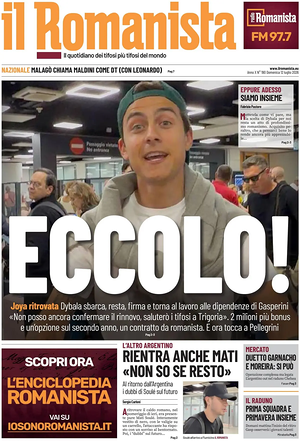 Prima pagina Il Romanista di oggi - Quotidiano sport