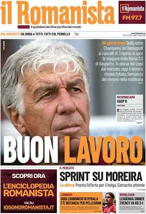 Prima pagina Il Romanista di oggi - Quotidiano sport