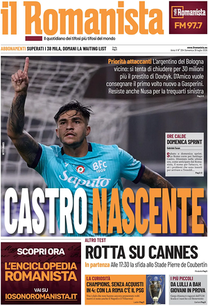 Prima pagina Il Romanista di oggi - Quotidiano sport
