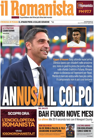 Prima pagina Il Romanista di oggi - Quotidiano sport