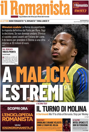 Prima pagina Il Romanista di oggi - Quotidiano sport
