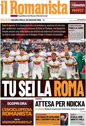 Prima pagina Il Romanista di oggi - Quotidiano sport
