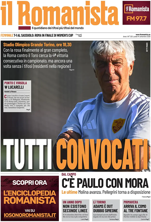 Prima pagina Il Romanista di oggi - Quotidiano sport