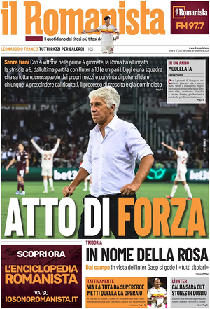 Prima pagina Il Romanista di oggi - Quotidiano sport