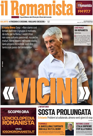 Prima pagina Il Romanista di oggi - Quotidiano sport