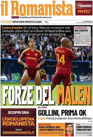 Prima pagina Il Romanista di oggi - Quotidiano sport