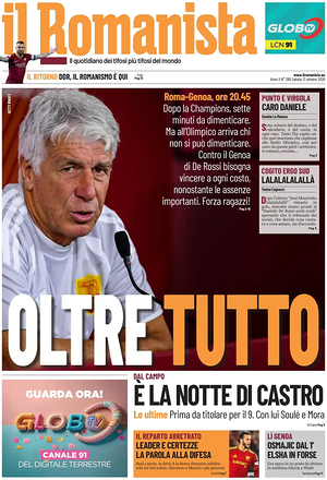 Prima pagina Il Romanista di oggi - Quotidiano sport
