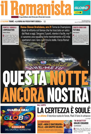 Prima pagina Il Romanista di oggi - Quotidiano sport