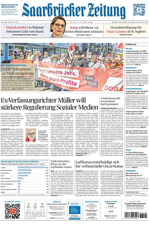 Titelseite von Saarbrücker Zeitung heute - Regionale Zeitungen