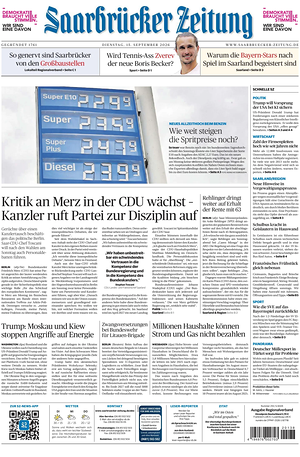 Titelseite von Saarbrücker Zeitung heute - Regionale Zeitungen