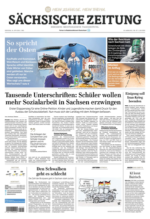 Titelseite von Sächsische Zeitung heute - Regionale Zeitungen