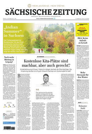 Titelseite von Sächsische Zeitung heute - Regionale Zeitungen