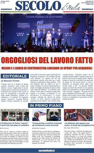 Prima pagina Secolo d'Italia di oggi - Quotidiano nazionale