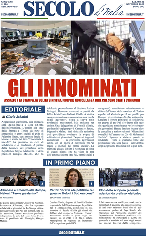 Prima pagina Secolo d'Italia di oggi - Quotidiano nazionale