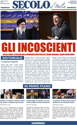 Prima pagina Secolo d'Italia di oggi - Quotidiano nazionale