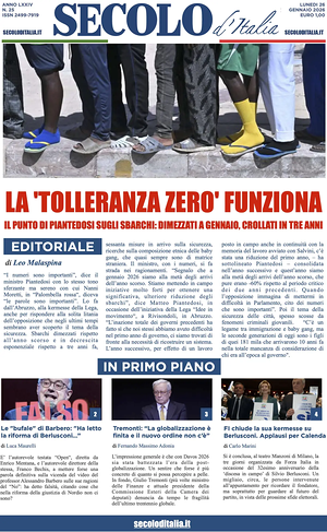 Prima pagina Secolo d'Italia di oggi - Quotidiano nazionale