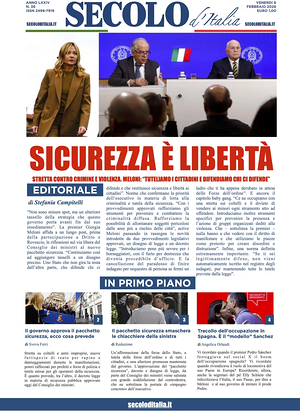 Prima pagina Secolo d'Italia di oggi - Quotidiano nazionale
