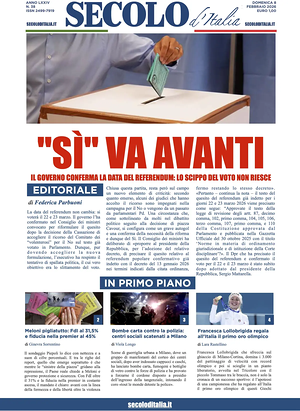 Prima pagina Secolo d'Italia di oggi - Quotidiano nazionale