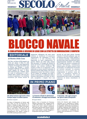 Prima pagina Secolo d'Italia di oggi - Quotidiano nazionale