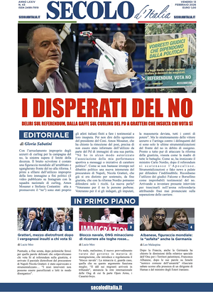 Prima pagina Secolo d'Italia di oggi - Quotidiano nazionale