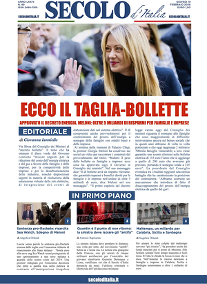 Prima pagina Secolo d'Italia di oggi - Quotidiano nazionale