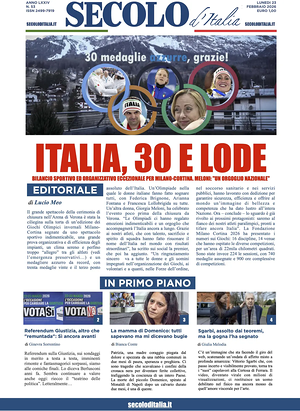 Prima pagina Secolo d'Italia di oggi - Quotidiano nazionale