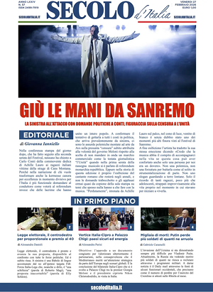 Prima pagina Secolo d'Italia di oggi - Quotidiano nazionale