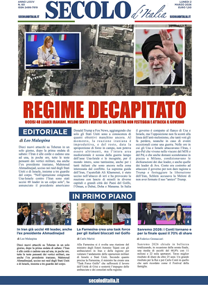 Prima pagina Secolo d'Italia di oggi - Quotidiano nazionale