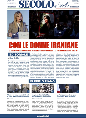 Prima pagina Secolo d'Italia di oggi - Quotidiano nazionale