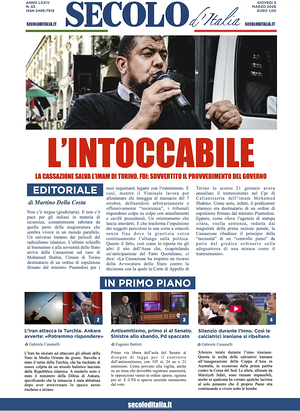 Prima pagina Secolo d'Italia di oggi - Quotidiano nazionale